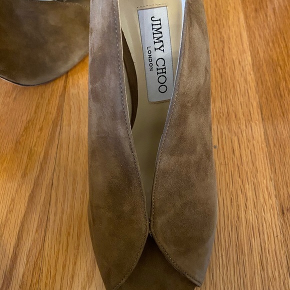 Jimmy Choo “Shar” heeled open toe slingback sandals in Brown suede, NWOT, sz 40 - Picture 8 of 10